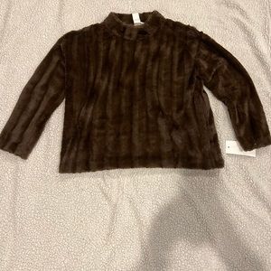 Faux fur blouse. Beautiful chocolate color. Brand new.